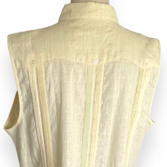 La Habana Miami Linen Cubavera Guayabera Cuban Style Sleeveless Shirt Dress - Picture 12 of 15
